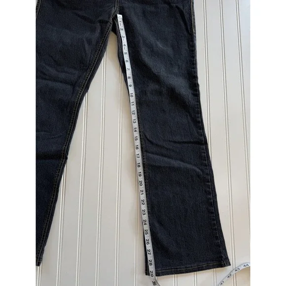 JeanBay Womens 10 Y2K Dark Wash Jeans Embroidered Back Pockets Straight - Picture 5 of 10